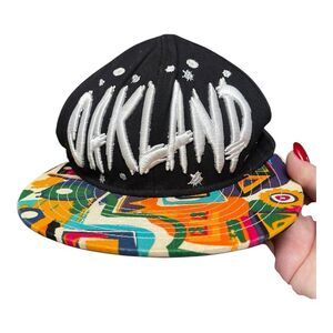 KBETHOS Black Multicolored Embroidered Oakland  Snapback Hat Streetwear